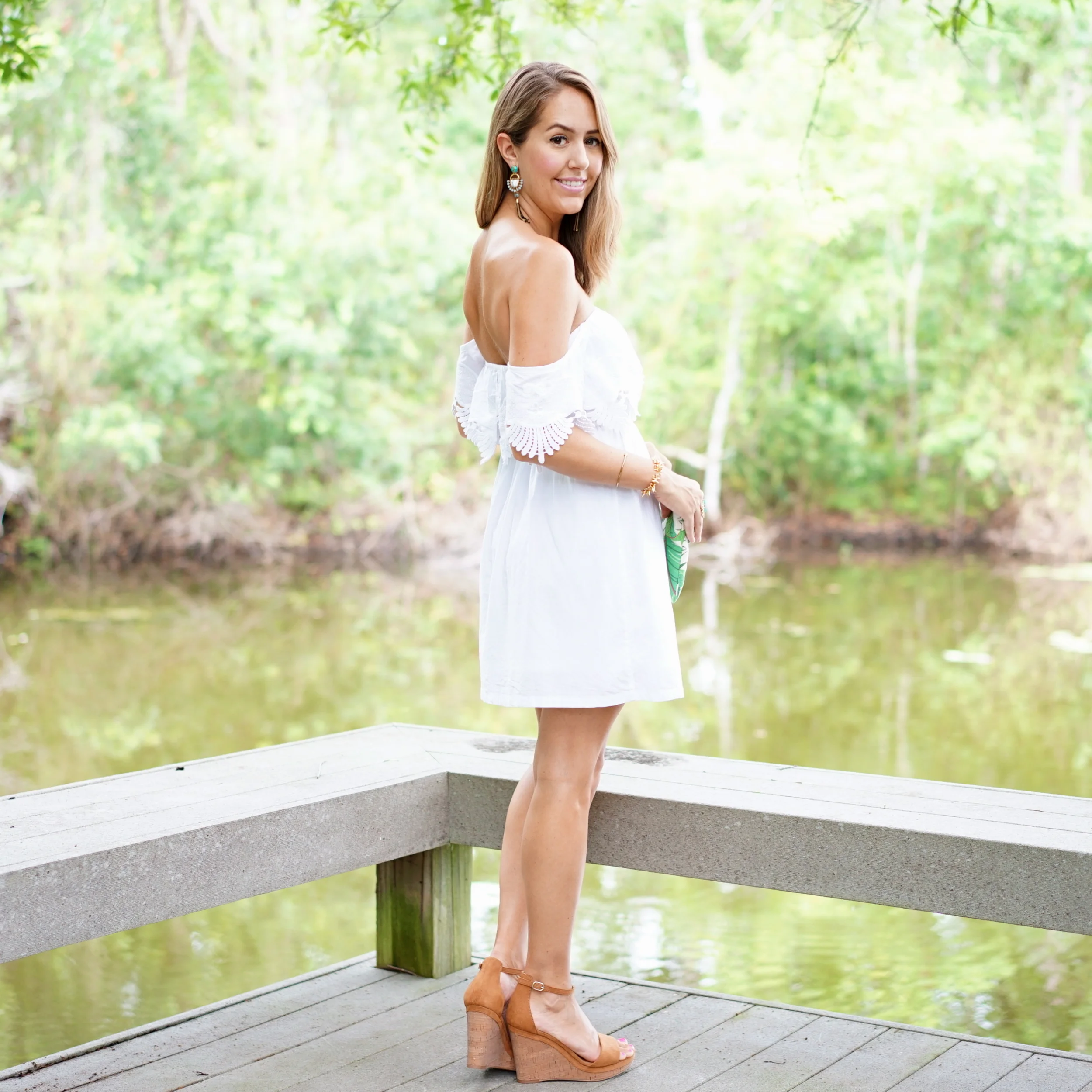White top dress wedges
